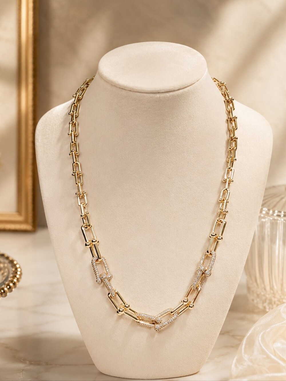 925 Pure Silver Gold Plated Horse Shoe Necklace